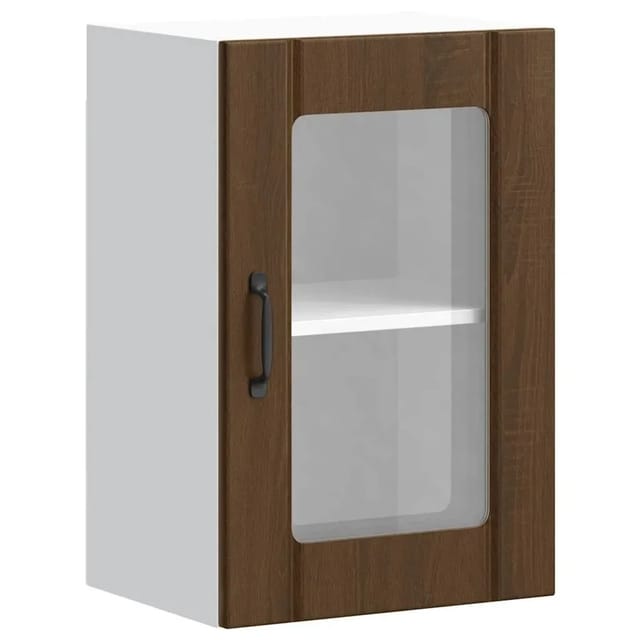 vidaXL Küchen-Hängeschrank mit Glastür Lucca Braun Eichen-Optik 853774