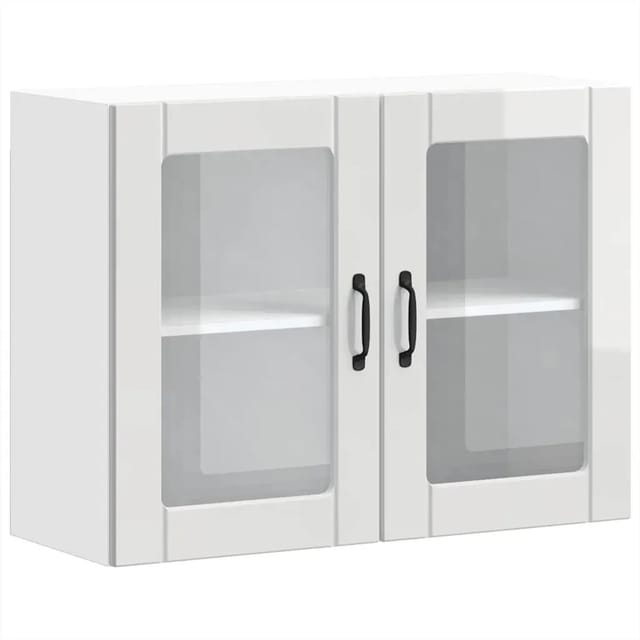 vidaXL Küchen-Hängeschrank mit Glastür Lucca Hochglanz-Weiß Holzwerkstoff 853849