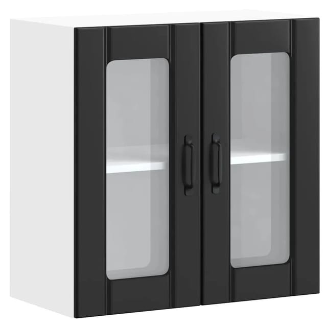 vidaXL Küchen-Hängeschrank mit Glastür Lucca Schwarz Holzwerkstoff 853908