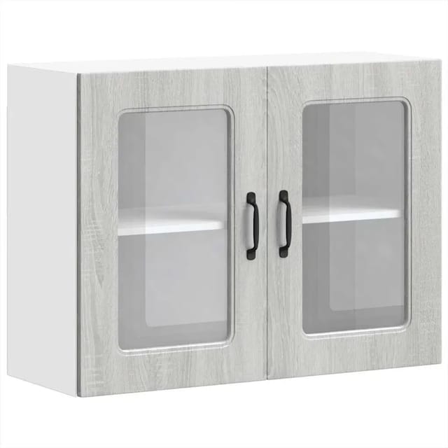vidaXL Küchen-Hängeschrank mit Glastür Kalmar Grau Sonoma Holzwerkstoff 853613