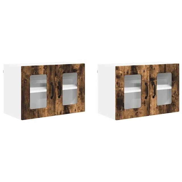vidaXL Küchenwandschrank 2 Stk Geräucherte Eiche 60 x 31 x 40 cm 885326