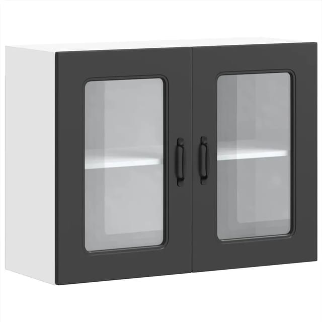 vidaXL Küchen-Hängeschrank mit Glastür Kalmar Schwarz Holzwerkstoff 853608