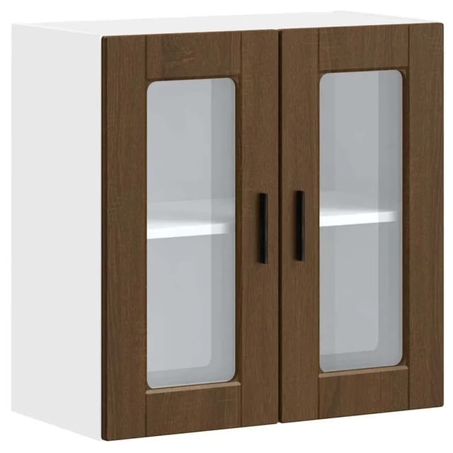 vidaXL Küchen-Hängeschrank mit Glastür Porto Braun Eichen-Optik 854154