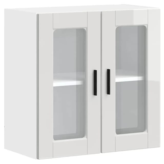 vidaXL Küchen-Hängeschrank mit Glastür Porto Hochglanz-Weiß 854149