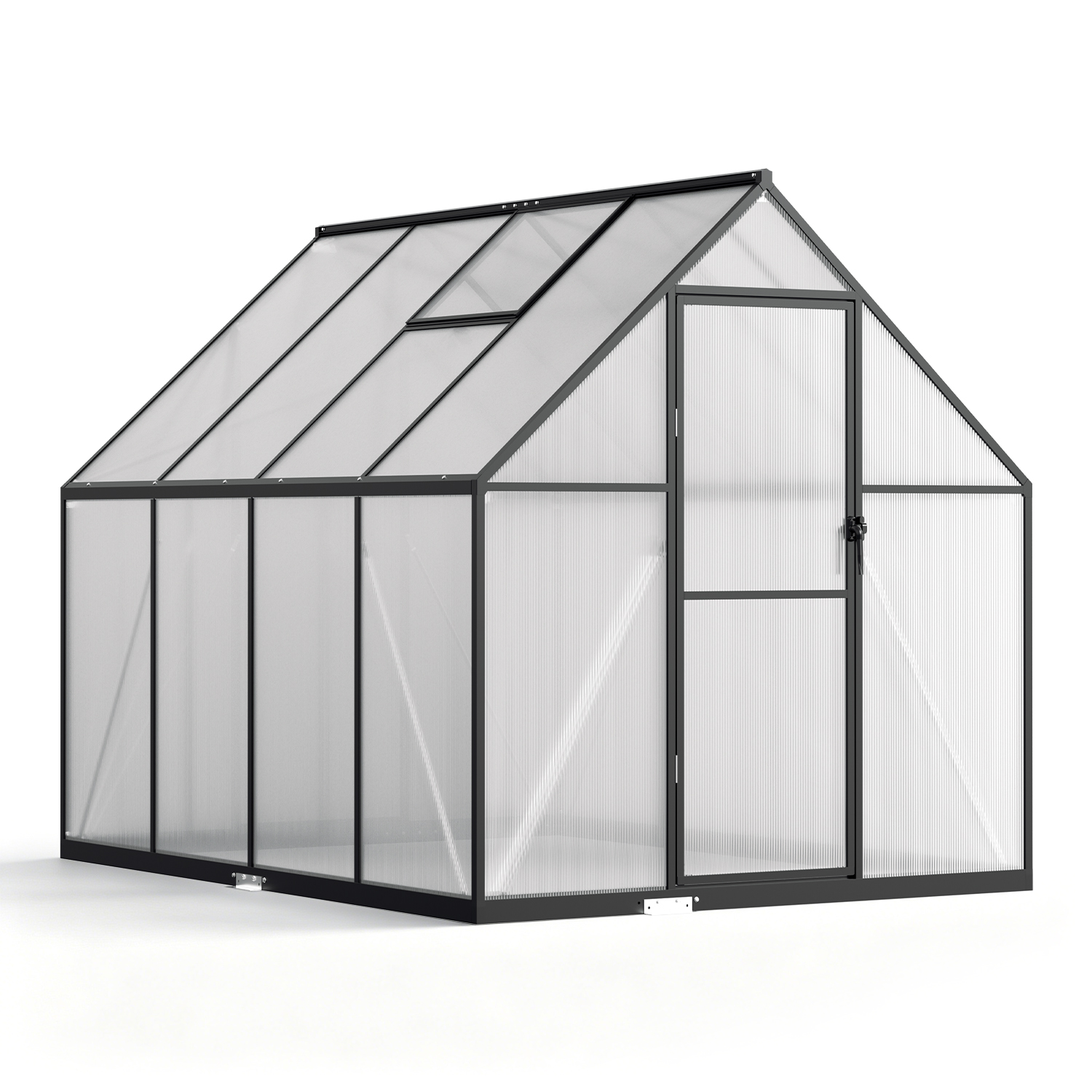 Randaco Invernadero De Jardín, Terraza Acristalada Con Estructura De Aluminio Negro, Con Certificación Ce, Fabricada En Aluminio Y Pc