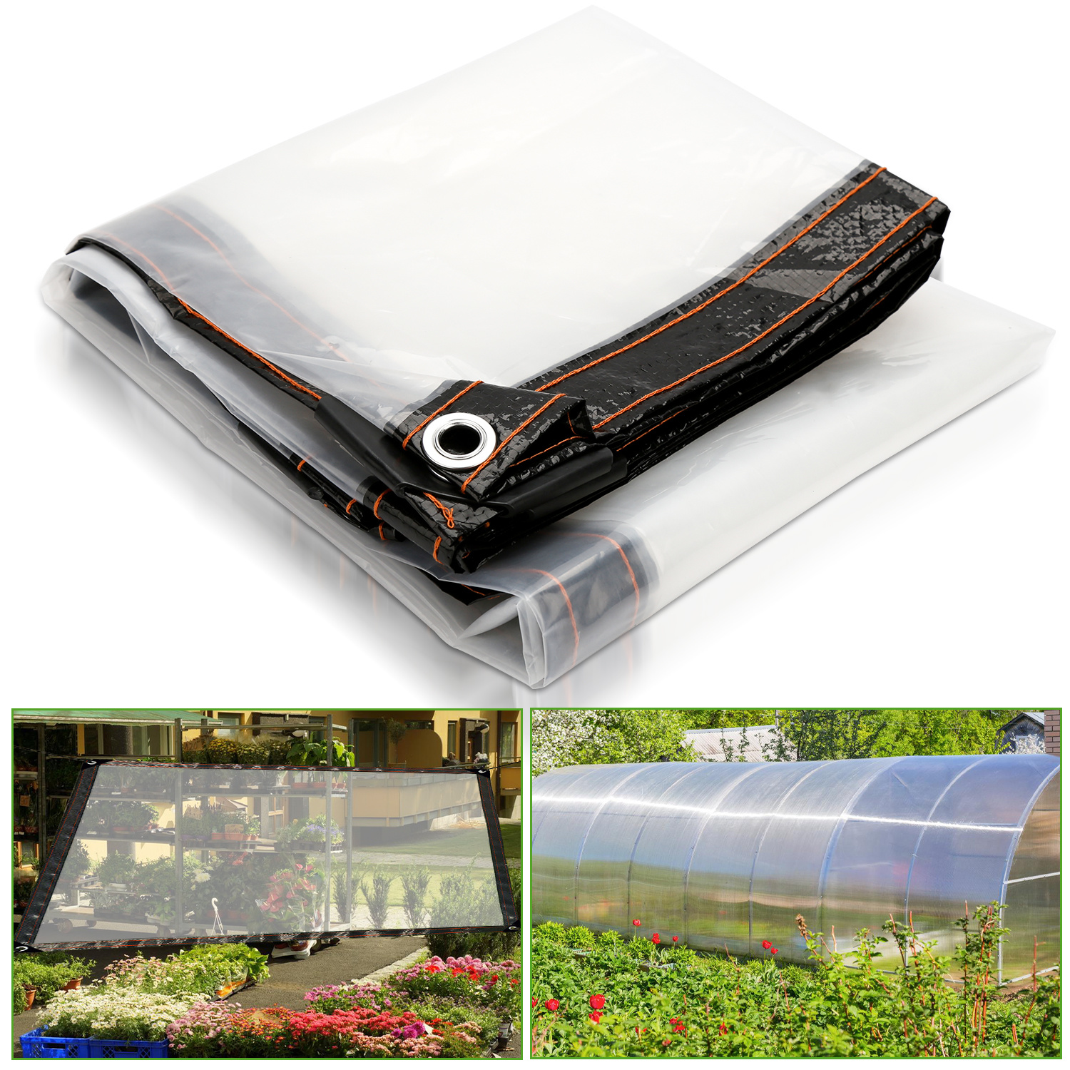 Randaco 2x Lona Transparente Impermeable Con Ojales Antioxidantes Para Jardín Y Terraza, 3 × 5 M
