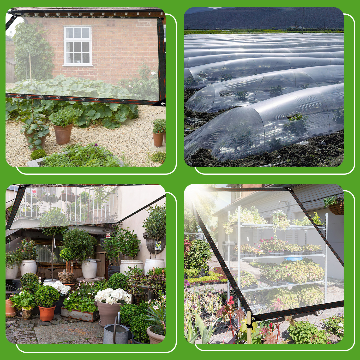 Randaco 2x Lona Transparente Impermeable Con Ojales Antioxidantes Para Jardín Y Terraza, 3 × 3 M