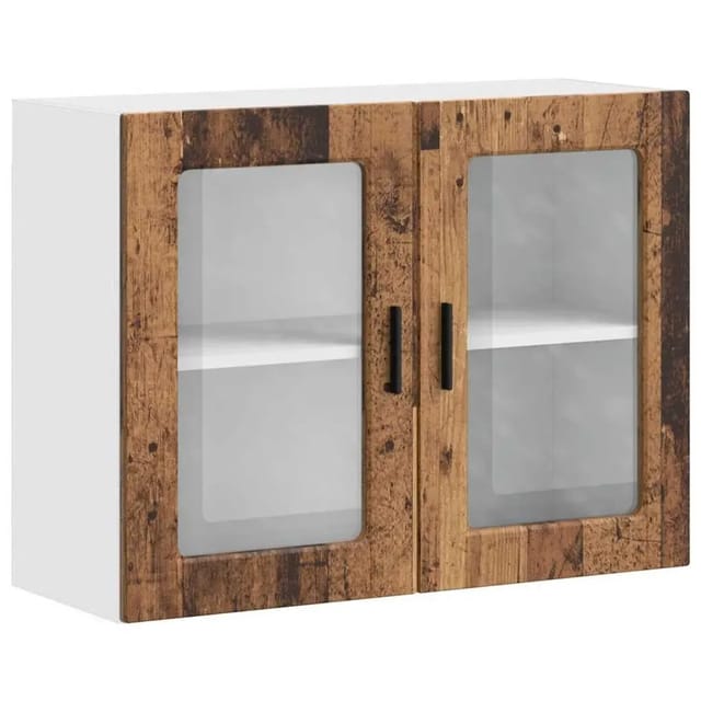 vidaXL Küchen-Hängeschrank mit Glastür Porto Altholz-Optik 854095