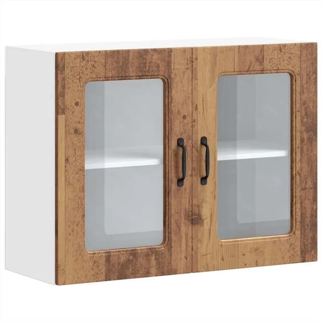vidaXL Küchen-Hängeschrank mit Glastür Altholz-Optik Holzwerkstoff 853615