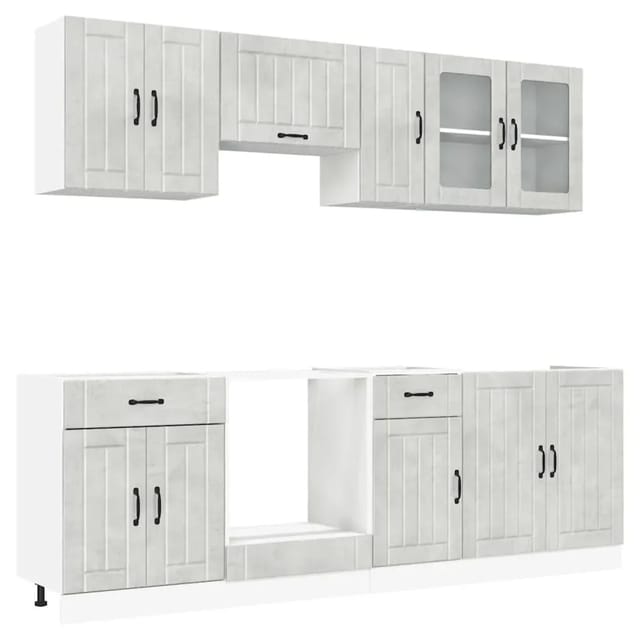 vidaXL 8-Tlg Küchenschrank-Set Lucca Betongrau Holzwerkstoff 3314835