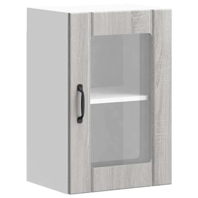 vidaXL Küchen-Hängeschrank mit Glastür Lucca Grau Sonoma 853773