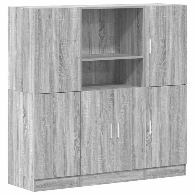 vidaXL 3-Tlg Küchenschrank-Set Grau Sonoma Holzwerkstoff 3324156