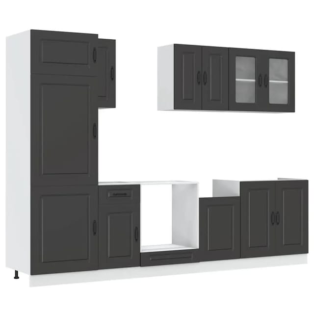 vidaXL 8-Tlg Küchenschrank-Set Kalmar Schwarz Holzwerkstoff 3314792