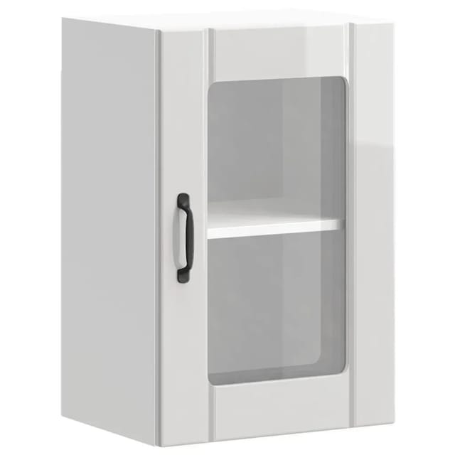 vidaXL Küchen-Hängeschrank mit Glastür Lucca Hochglanz-Weiß 853769