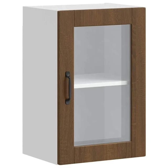 vidaXL Küchen-Hängeschrank mit Glastür Porto Braun Eichen-Optik 854014