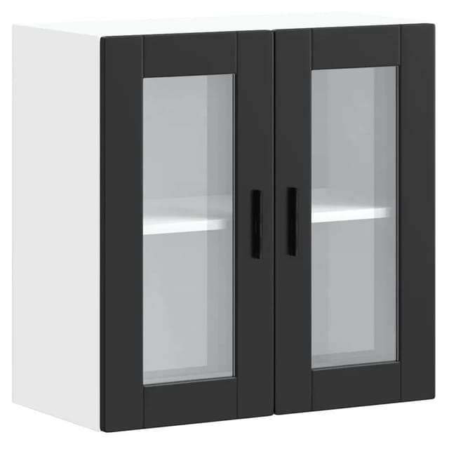 vidaXL Küchen-Hängeschrank mit Glastür Porto Schwarz 854148