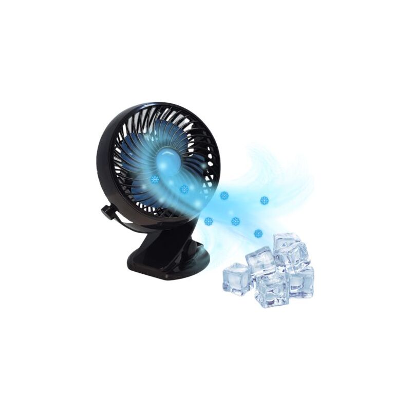 Mini-akku-ventilator – 3 Geschwindigkeitsstufen – Rutschfeste Klemme – 360° Drehbarer Kopf – Bis Zu 8 Stunden Akkulaufzeit
