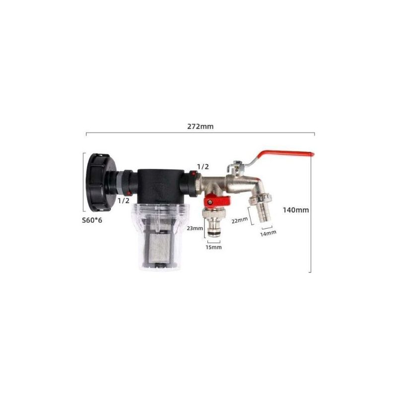 Doppelhahn Mit Filter Für Ibc-tanks, 1/2- Und 3/4-zoll-pe-rohre