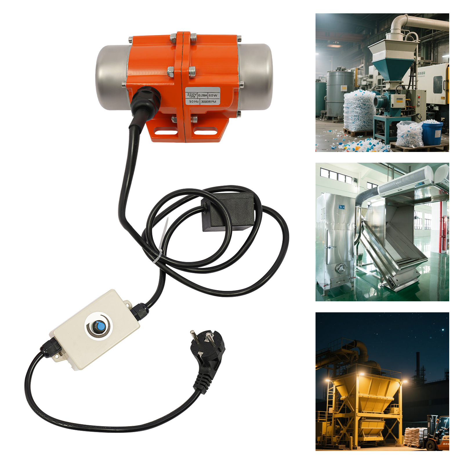 Vibrationsmotor, 60w Vibrationsmotor Mit Drehzahlregler, 1 Phase Asynchron-vibrationsmotor