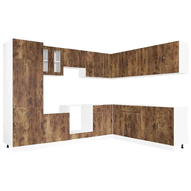 vidaXL 14-Tlg Küchenschrank-Set Porto Räuchereiche Holzwerkstoff 3314996