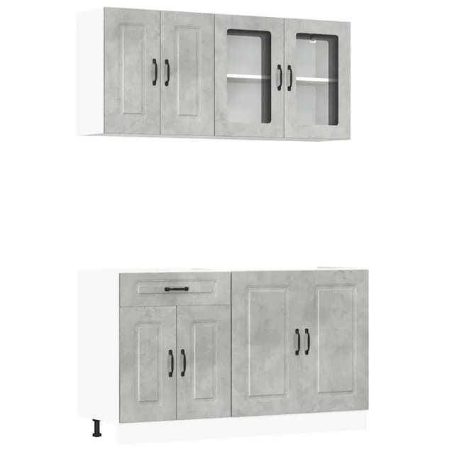 vidaXL 4-Tlg Küchenschrank-Set Kalmar Betongrau Holzwerkstoff 3314855