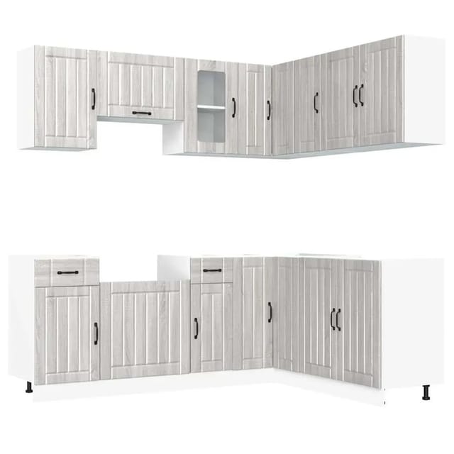 vidaXL 11-Tlg Küchenschrank-Set Kalmar Grau Sonoma Holzwerkstoff 3314947