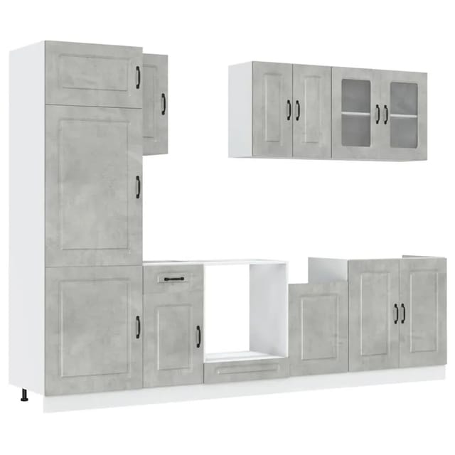 vidaXL 8-Tlg Küchenschrank-Set Kalmar Betongrau Holzwerkstoff 3314795