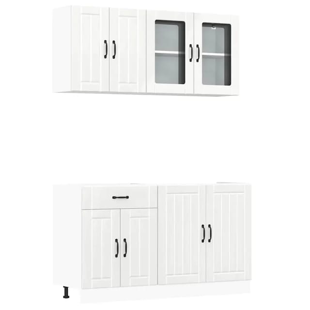 vidaXL 4-Tlg Küchenschrank-Set Lucca Hochglanz-Weiß Holzwerkstoff 3314863