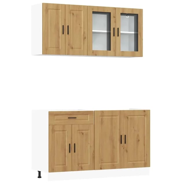 vidaXL 4-Tlg Küchenschrank-Set Kalmar Artisan-Eiche Holzwerkstoff 3314880