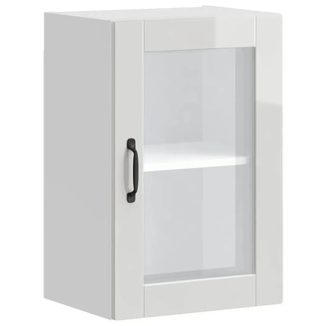 vidaXL Küchen-Hängeschrank mit Glastür Porto Hochglanz-Weiß 854009