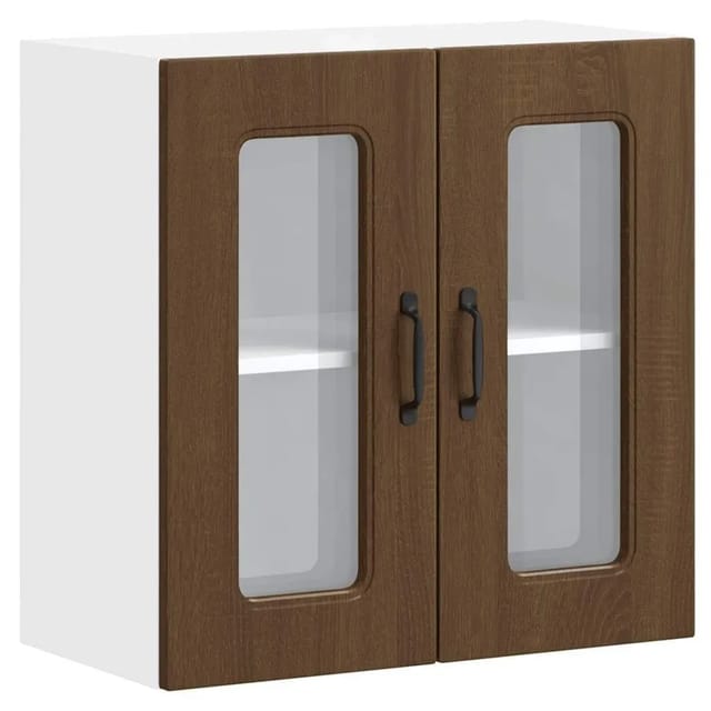 vidaXL Küchen-Hängeschrank mit Glastür Kalmar Braun Eichen-Optik 853674