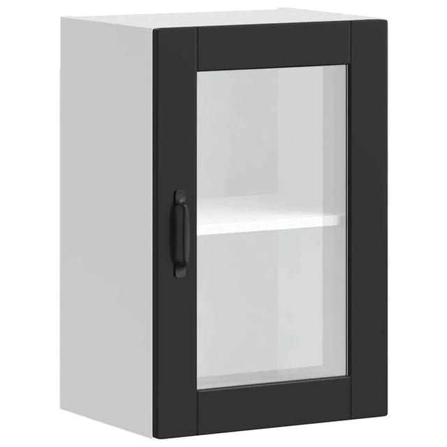 vidaXL Küchen-Hängeschrank mit Glastür Porto Schwarz 854008