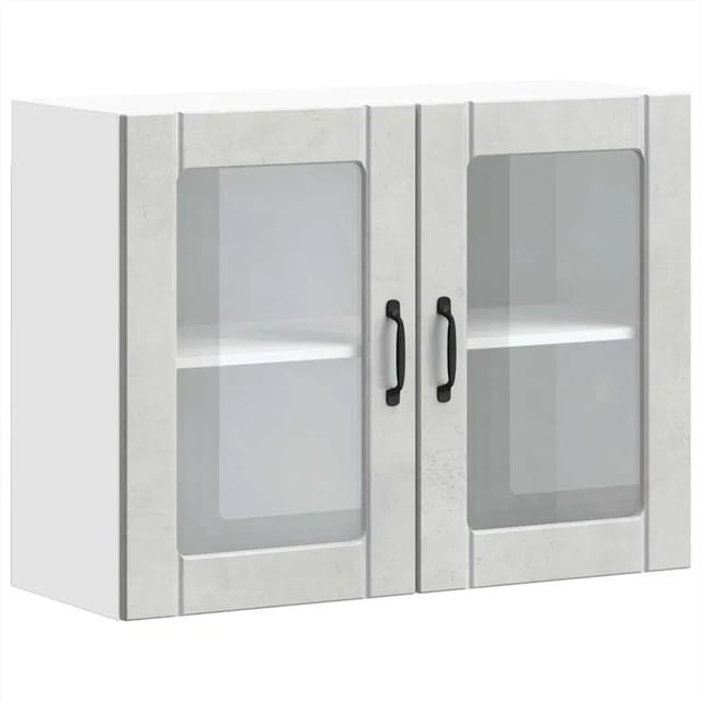 vidaXL Küchen-Hängeschrank mit Glastür Lucca Betongrau Holzwerkstoff 853851