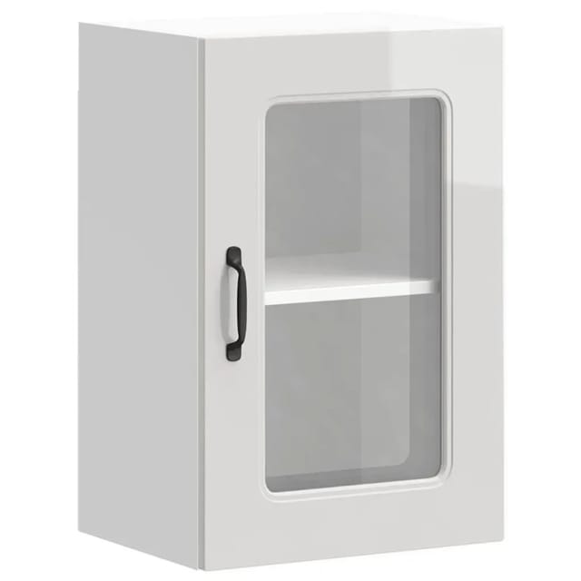 vidaXL Küchen-Hängeschrank mit Glastür Kalmar Hochglanz-Weiß Holzwerkstoff 853529
