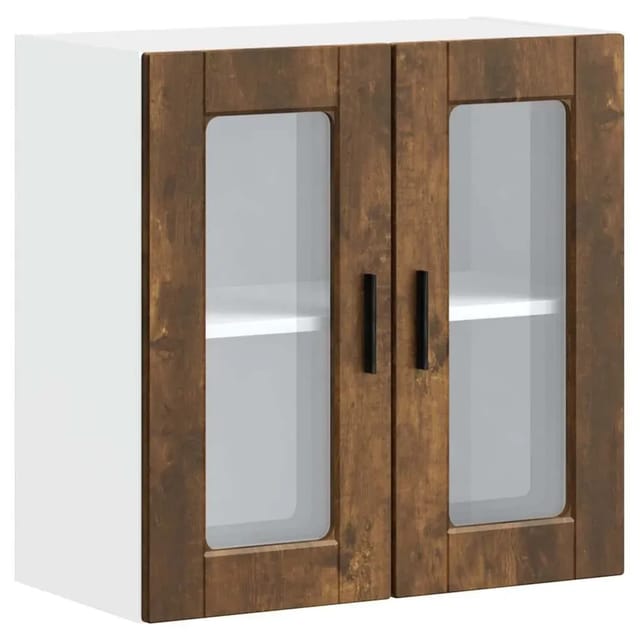vidaXL Küchen-Hängeschrank mit Glastür Porto Räuchereiche 854152