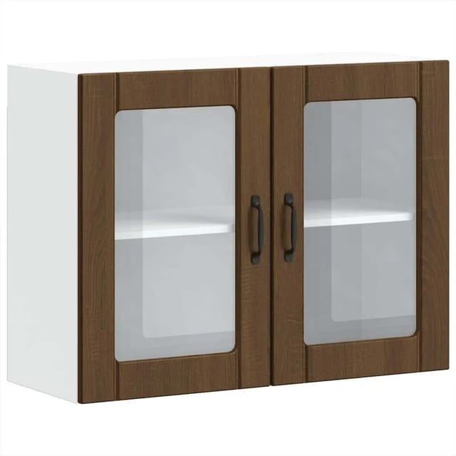 vidaXL Küchen-Hängeschrank mit Glastür Lucca Braun Eichen-Optik 853854