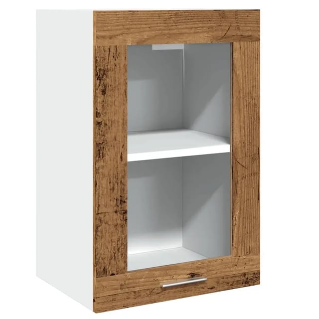 vidaXL Hängeschrank Lyon Glas Altholz-Optik 40x31x60 cm Holzwerkstoff 856098