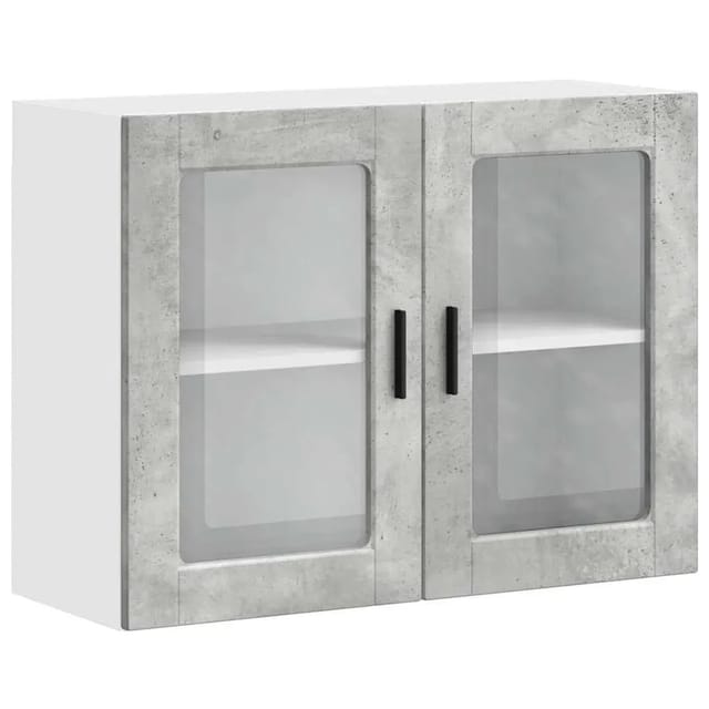 vidaXL Küchen-Hängeschrank mit Glastür Porto Betongrau 854091