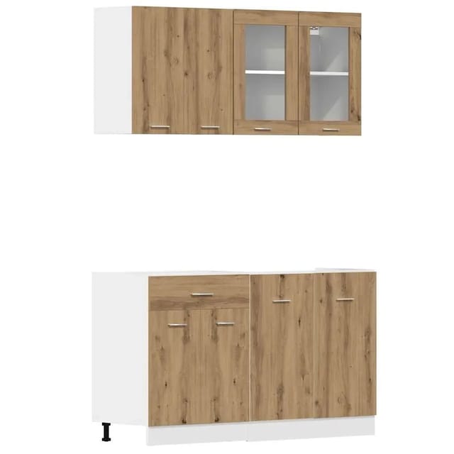 vidaXL 4-Tlg Küchenschrank-Set Lyon Artisan-Eiche Holzwerkstoff 3328574