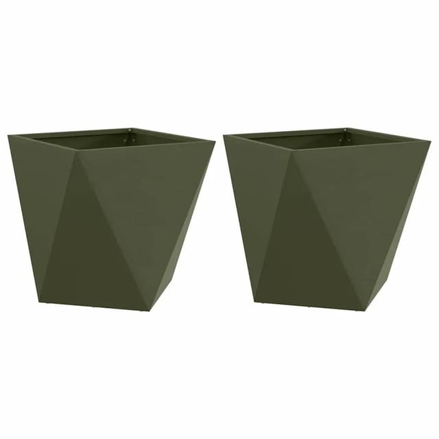 vidaXL Pflanzkübel 2 Stk Olive Grün 50 x 50 x 50 cm Stahl 883843