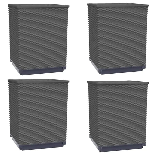 vidaXL Pflanzkübel 4 Stk Schwarz 30x30x37 cm Polypropylen 364187