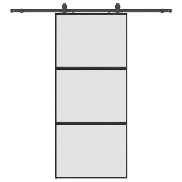 vidaXL Schiebetür mit Beschlag Schwarz 90x205 cm Hartglas 3375875