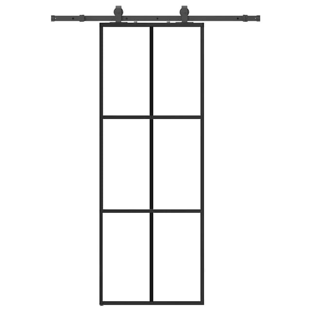 vidaXL Schiebetür mit Beschlag Schwarz 76x205 cm ESG-Glas 3375902