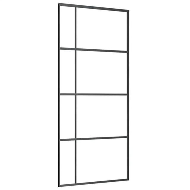 vidaXL Schiebetür ESG-Glas und Aluminium mattiert 90x205 cm Schwarz 151683
