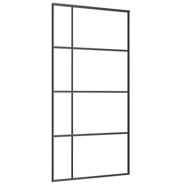 vidaXL Schiebetür ESG Glas und Aluminium Mattiert 102,5x205 cm Schwarz 151687