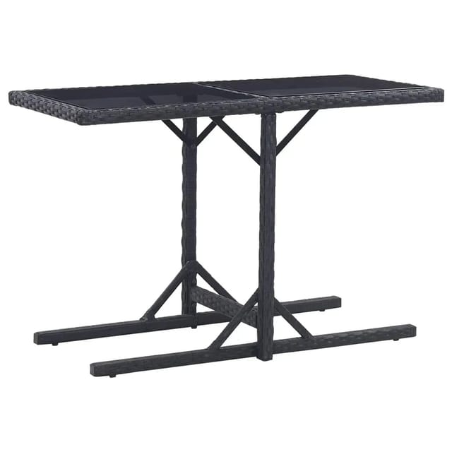 vidaXL Gartentisch Schwarz 110x53x72 cm Glas und Poly Rattan 46452