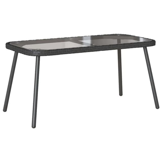 vidaXL Couchtisch Schwarz 90 x 45 x 43 cm Poly-Rattan und Glas 4108267