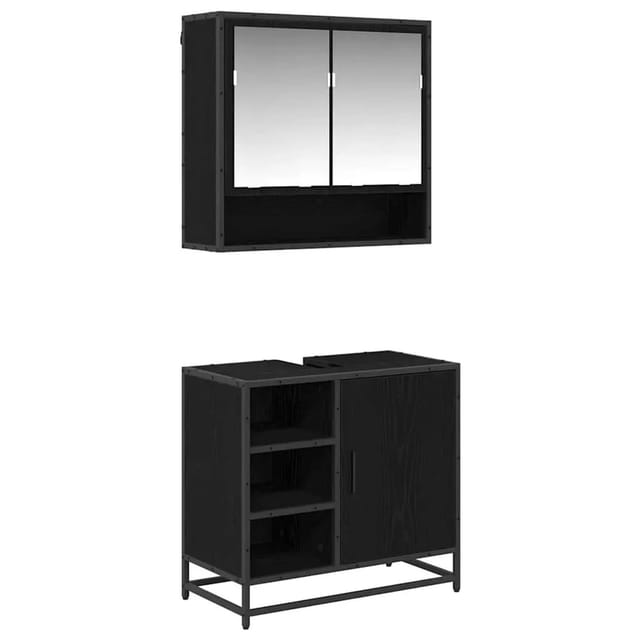 vidaXL Badezimmermöbel-Set 2-Tlg Schwarz Eichen-Optik Holzwerkstoff 3402556