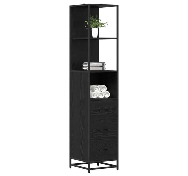 vidaXL Badezimmermöbel-Set Schwarz Eichen-Optik 35 x 37,5 x 166 cm 883600