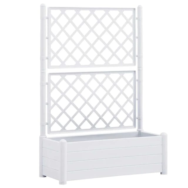 vidaXL Pflanzkübel mit Spalier 100x43x142 cm PP Weiß 313983